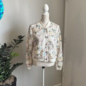 EUC Nanette large Floral Women's Bomber Jacket